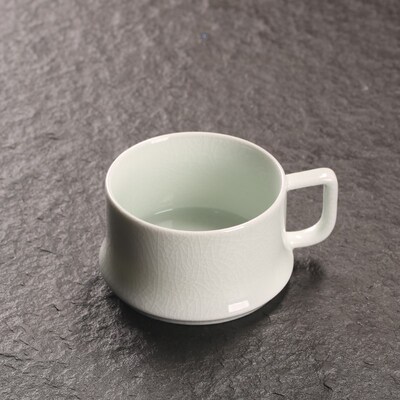 熹言汝窑开片杯陶瓷开片主人杯带把茶杯单个功夫茶具小茶碗品茗杯