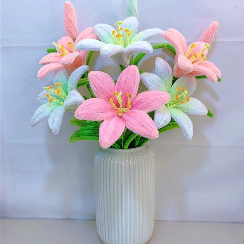 扭扭棒花束手工diy材料包郁金香百合玫瑰向日葵毛根条成品
