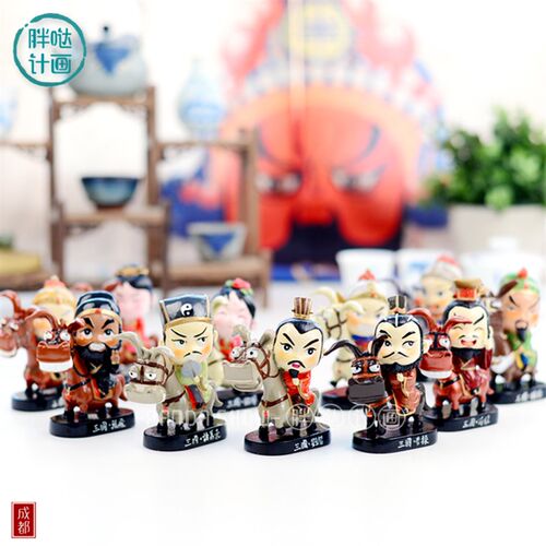 骑马三国人物公仔车载办公桌摆件 可爱创意汽车内饰品特色工艺品
