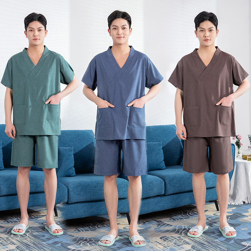 汗蒸服高档苎麻面料特大码桑拿浴服男客人服足疗足浴店洗浴服