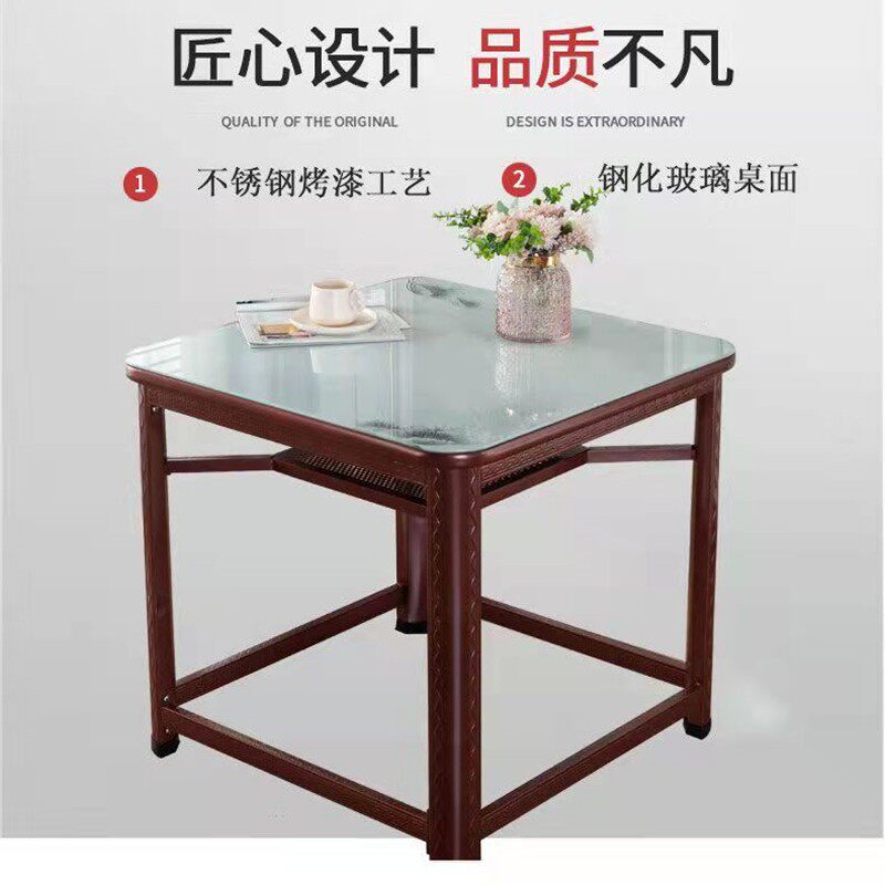 不锈钢正方形烤火桌家用折叠冬季多功能四方餐桌取暖烤火架吃饭桌