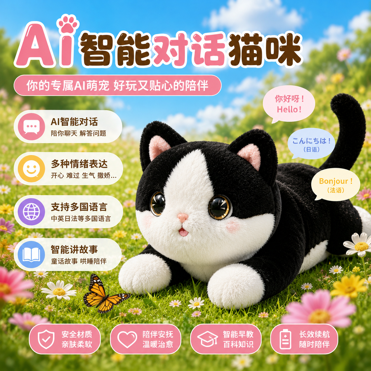 ai智能猫咪机器人可对话儿童陪伴
