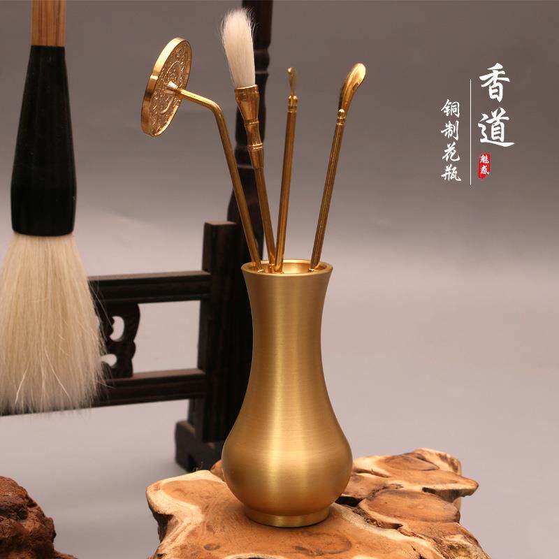 铜朴匠纯铜香道茶道收纳香勺香铲灰压七件套工具竹节小花插图片