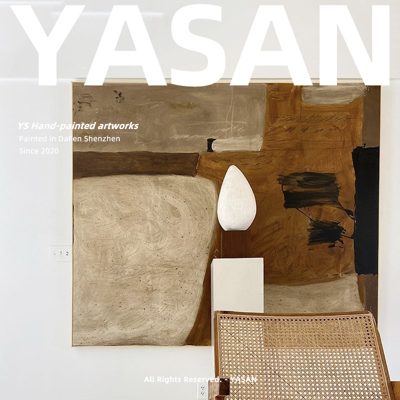 YASAN 抽象油画手绘客厅大幅挂画侘寂风艺术画高端wabisabi手工画