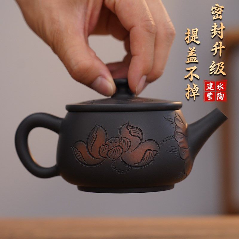 云南建水紫陶茶壶汉瓦石瓢家用高档纯茶具手工单个非坭兴陶紫砂
