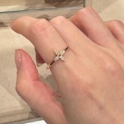 韩版四叶草戒指14-4贝母极细时尚百搭指环设计气质潮流轻奢饰品