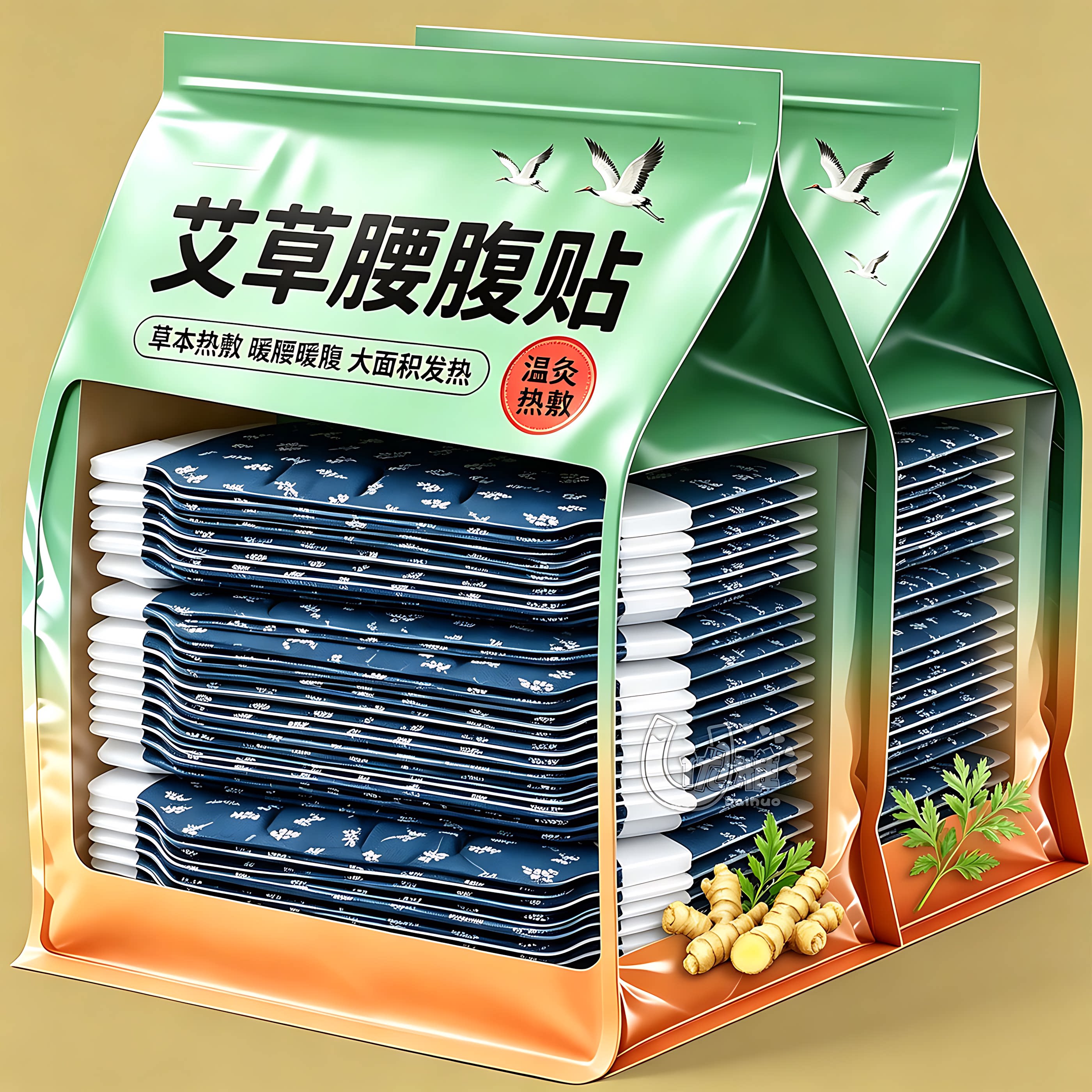 艾草热敷腰腹贴自发热恒温温敷驱寒暖腰暖腹舒缓酸胀经期保暖热贴