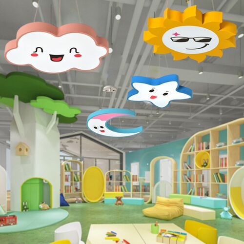 创意卡通太阳星星月亮灯儿童乐园培训机构幼儿园大厅云朵教室吊灯