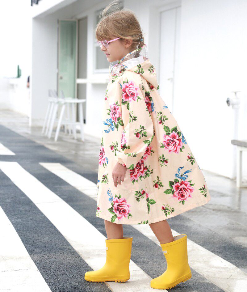 女童小童儿童雨衣韩国时尚甜美花朵可爱学生大帽檐雨披防水服亲子