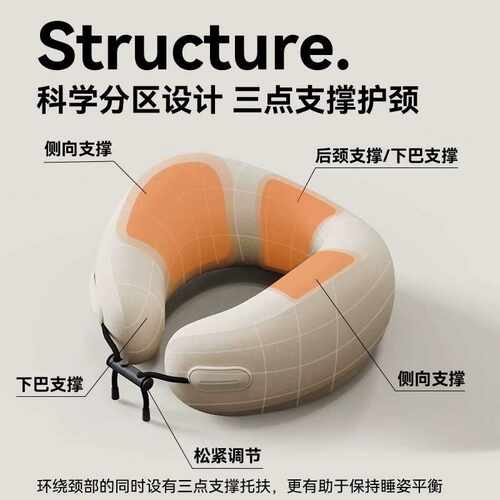 揉捏加热脖子护颈枕u型u形办公午睡学生午休工包邮
