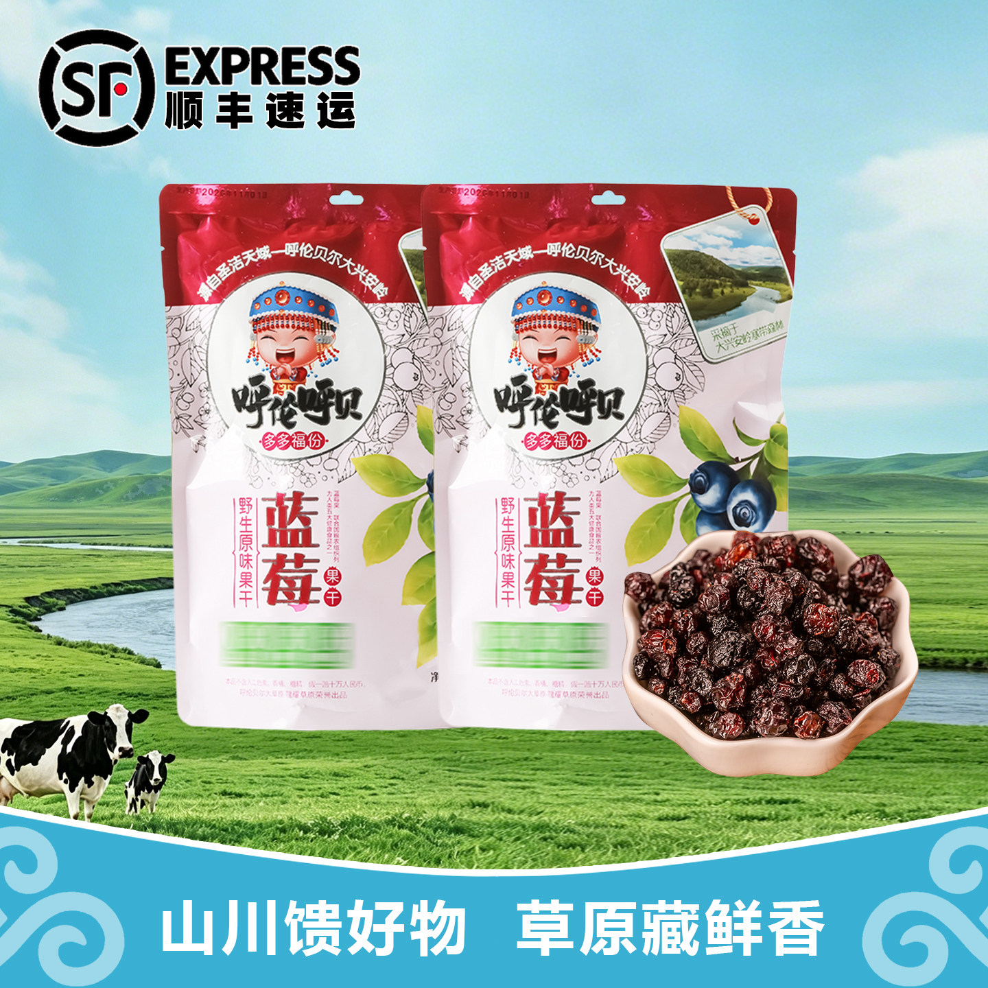 蓝莓果干250g内蒙古特色野生原味果干休闲零食独立包装开袋即食