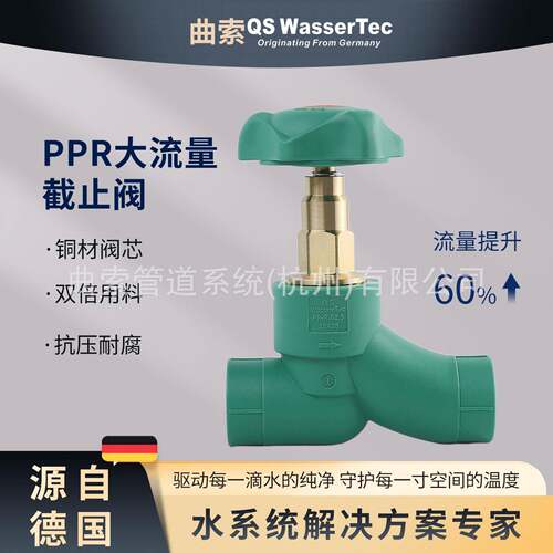 QS WasserTec曲索ppr截止阀铜阀芯大流量阻力小ppr水管总阀门2025
