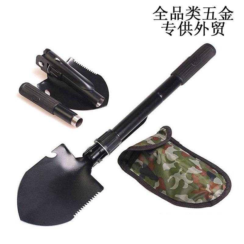 户外锰钢工兵铲野营铲四合一铲子多功能兵工铲小铁锹可伸缩折叠铲