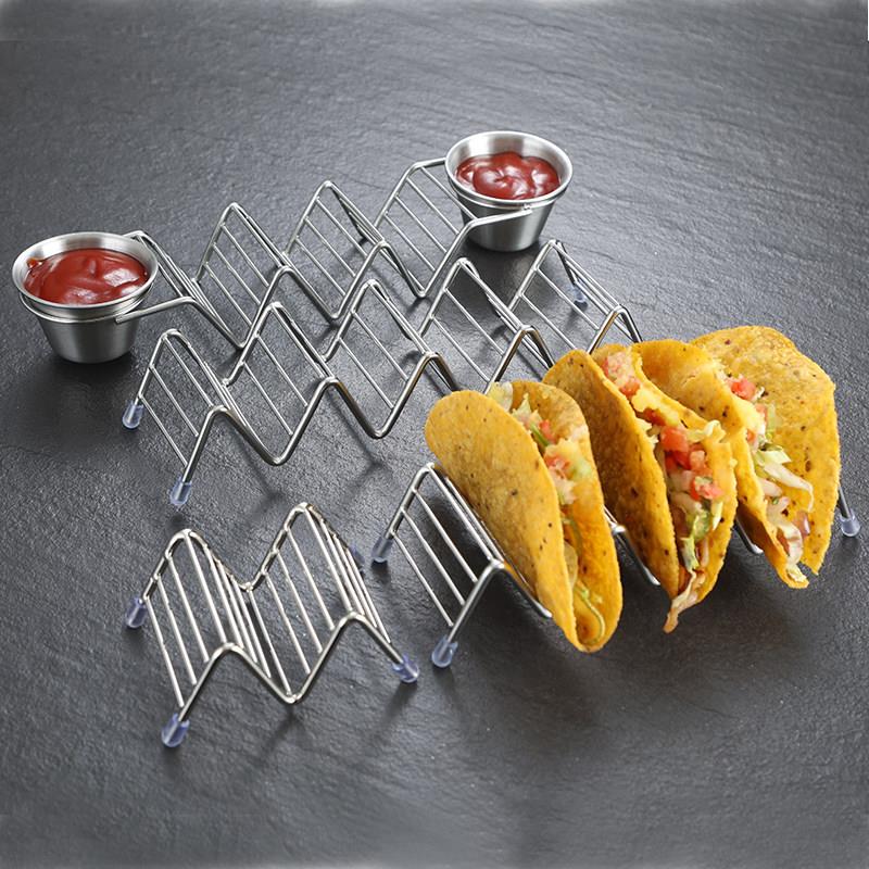 taco墨西哥饼餐厅玉米卷饼w型塔可饼304不锈钢薄饼春卷摆盘托架子