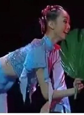 桃李杯我和月亮说句话排练原色舞蹈扇 古典舞舞台演出绿扇道具