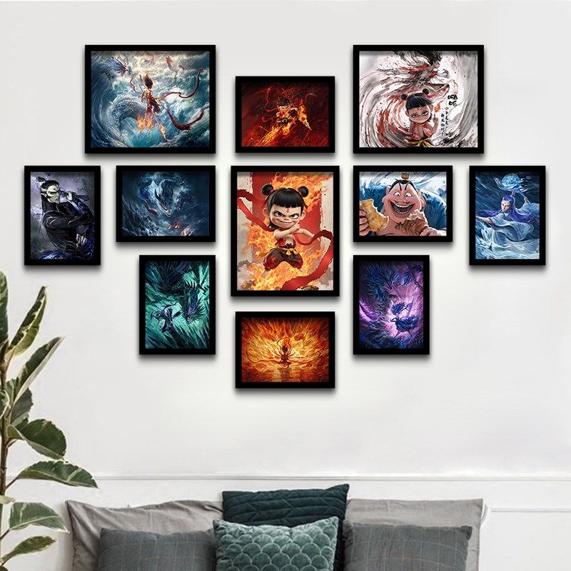 哪吒2魔童闹海电影海报挂画卧室房间装饰画儿童房壁画相框照片墙