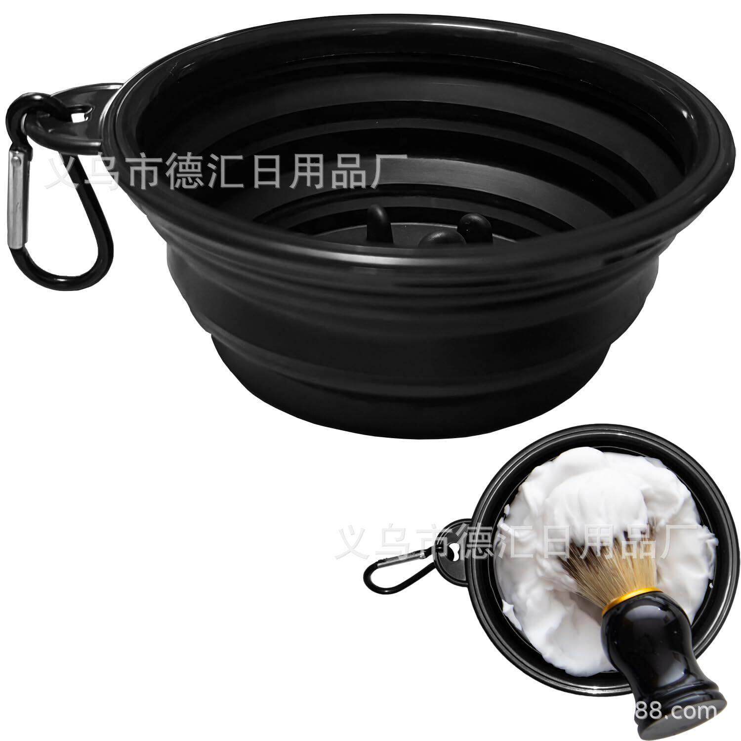 亚马逊剃须皂膏打泡碗软毛胡刷起泡剃须碗便携式多功能折叠碗折叠