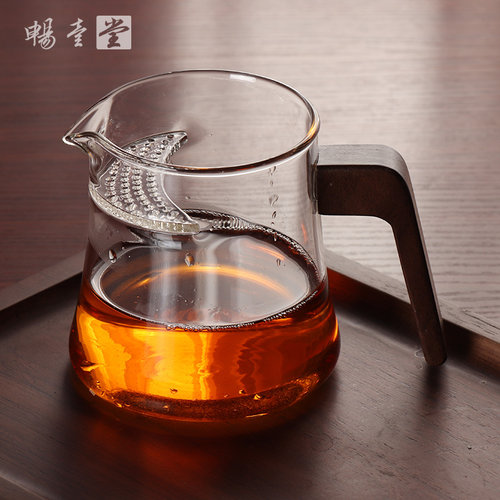 耐热玻璃泡茶杯公杯 茶漏一体绿茶杯带过滤分茶器月牙公道杯茶具