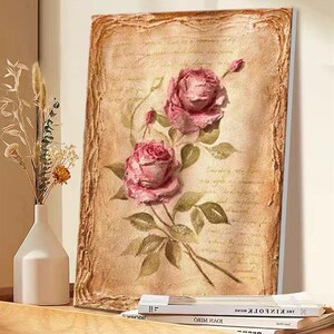 谨若diy复古玫瑰信笺肌理画材料全套石英砂丙烯手绘家居装饰画