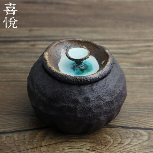 喜悦茶铺 粗陶茶叶罐 全手工普洱醒茶罐 零食罐 古陶储茶器 春满
