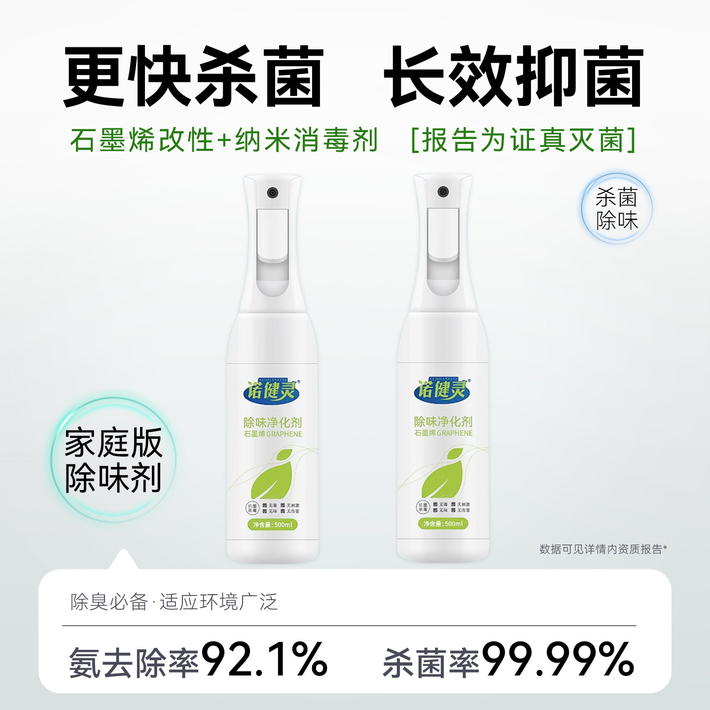 家用除味剂诺健灵杀菌除臭喷雾石墨烯分解去味净化空气消毒除味剂