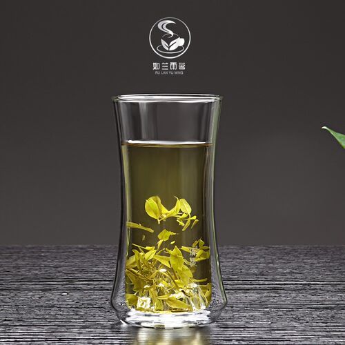 如兰雨茗新款耐高温创意观山杯造型绿茶杯精致耐热双层玻璃杯家用