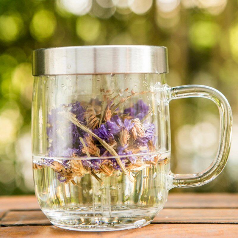 TAYOHYA/多样屋 明雅玻璃茶隔杯带盖透明水杯滤网茶杯双层过滤