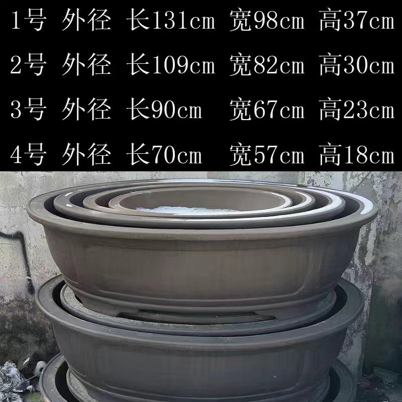 宜兴特大号椭圆形盆景盆1米左右椭圆形大号花盆树桩庭院花园绿植