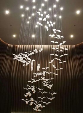 艺术玻璃海鸥创意吊饰空中酒店商场大堂天花板挂饰售楼处吊顶装饰