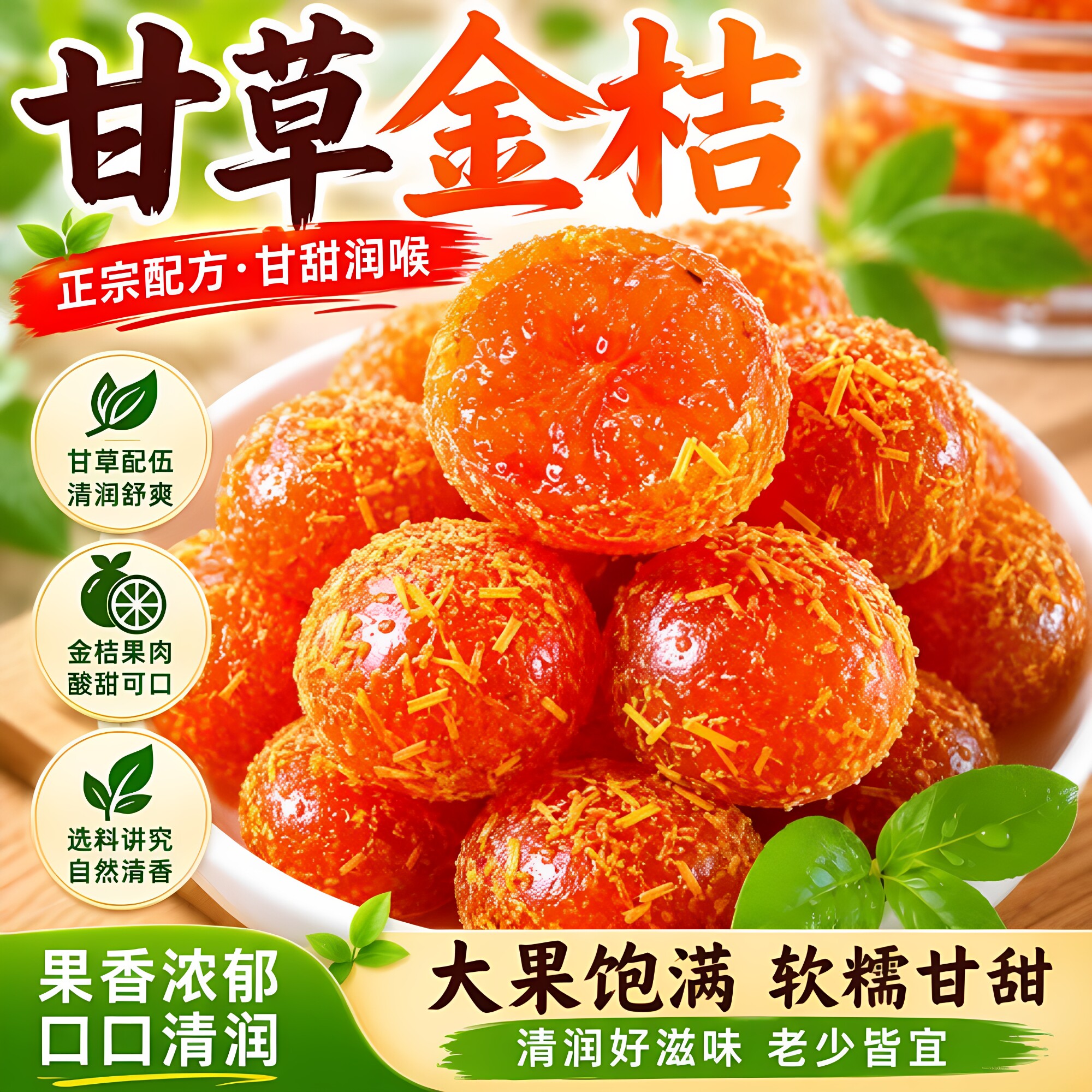甘草金桔九制新鲜金桔柑橘泡水蜜饯果脯零食金桔网红追剧正品