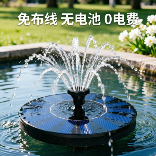 户外太阳能免布线增氧喷泉