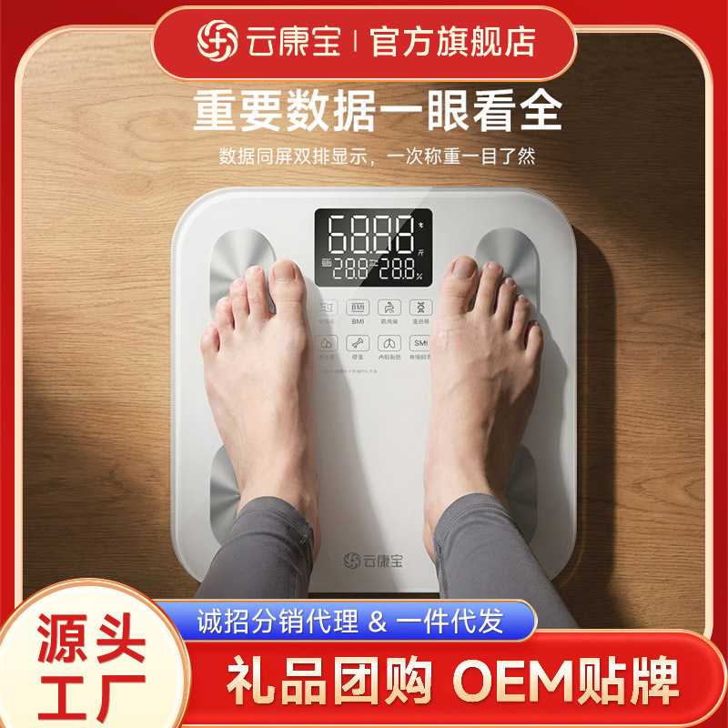 云康宝双排显示体脂秤充电款家用AI私教高精准体重秤称重计电子秤