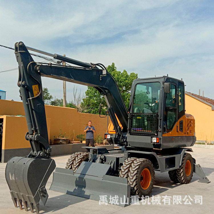 源头厂家轮式小型挖机全液压挖掘机85小型轮式挖掘机价格工程
