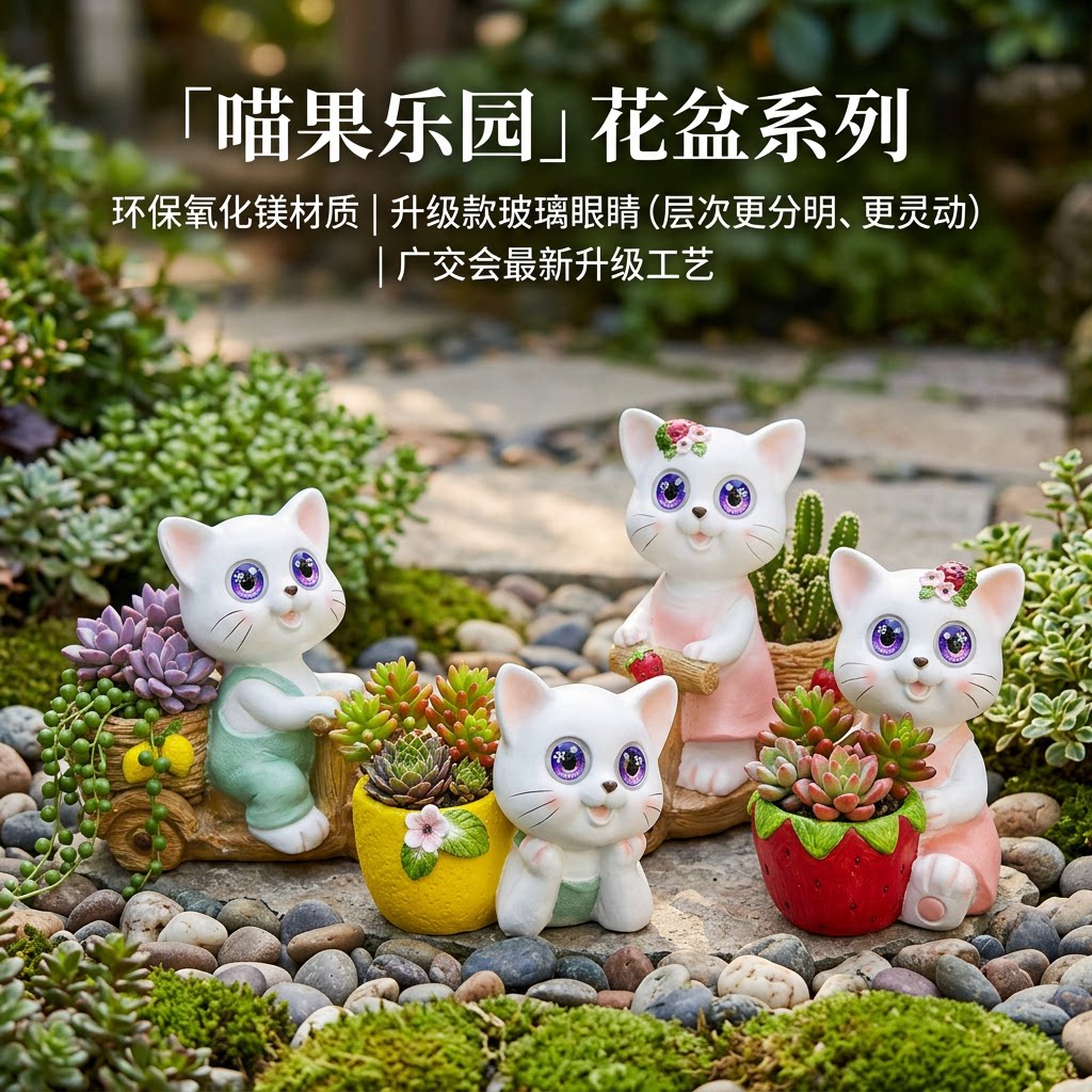 小猫花盆摆件庭院花园装饰创意动物造型户外落地式树脂阳台摆件