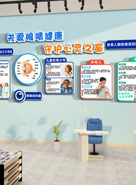 眼镜店墙面装饰画爱护睛贴纸广告海报科验光诊所科普文化形象背景