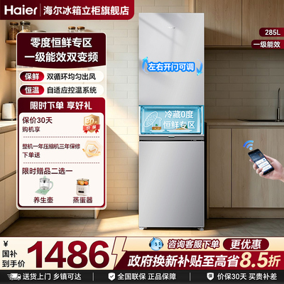 海尔285L两门一级能效小型风冷无霜家用租房宿舍官方正品小电冰箱