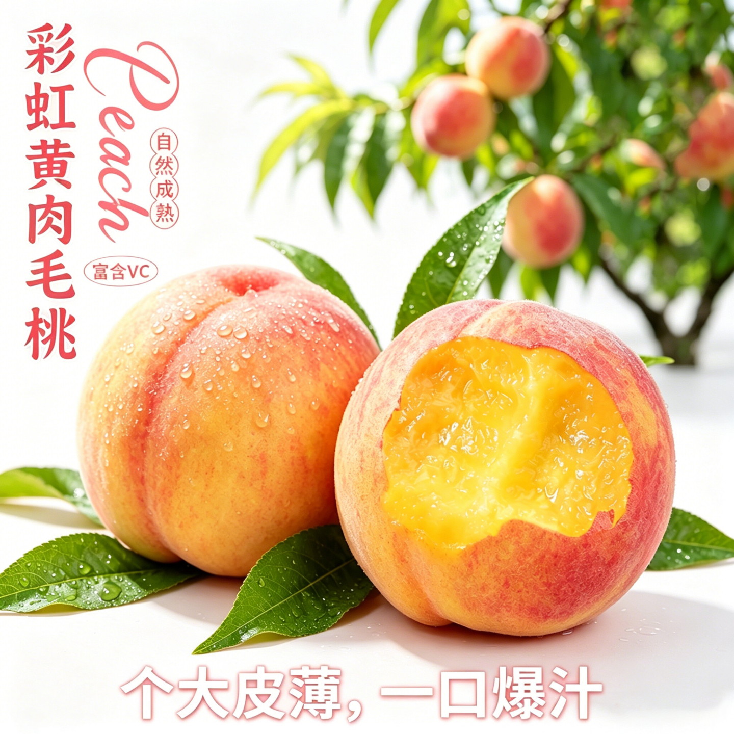 湖北枣阳彩虹黄桃新鲜桃子3斤脆甜爆汁黄金蜜桃毛桃大果顺丰包邮