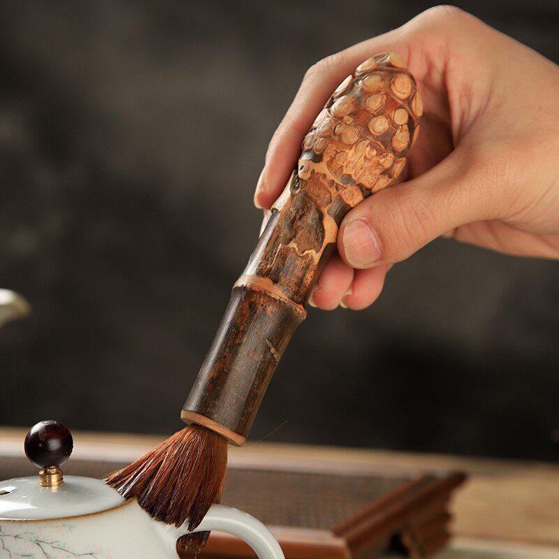 天然竹根养壶笔茶刷不掉毛茶盘扫水刷子茶具茶道配件竹制实木茶笔