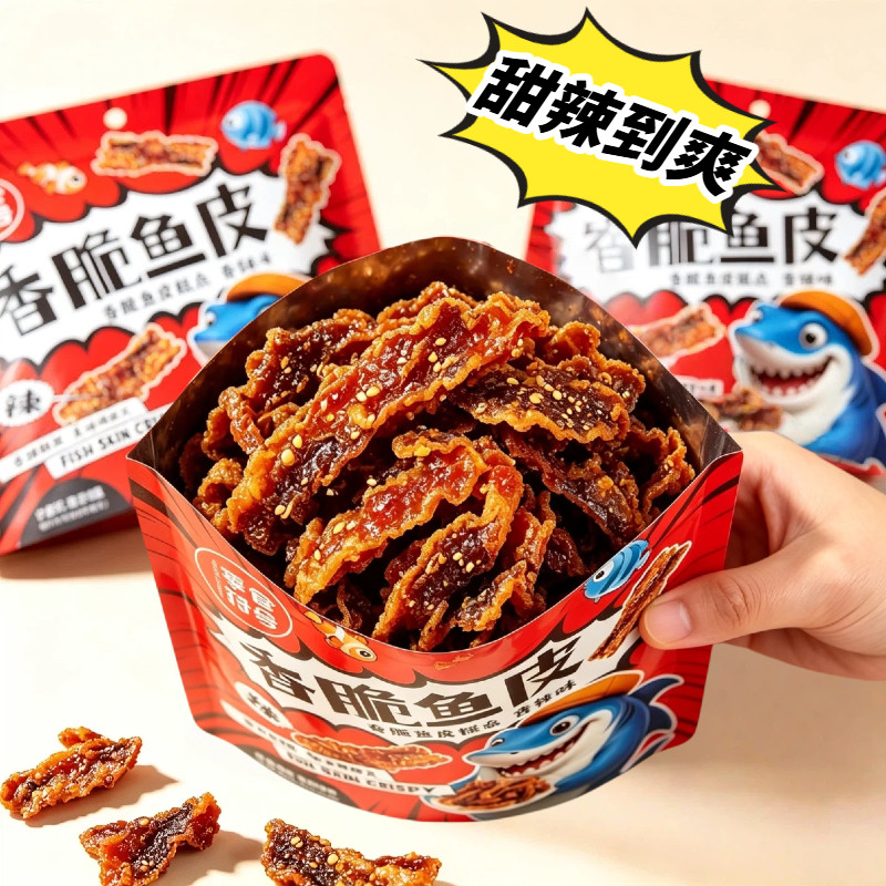 香辣蜜汁鳕鱼皮即食零食包装