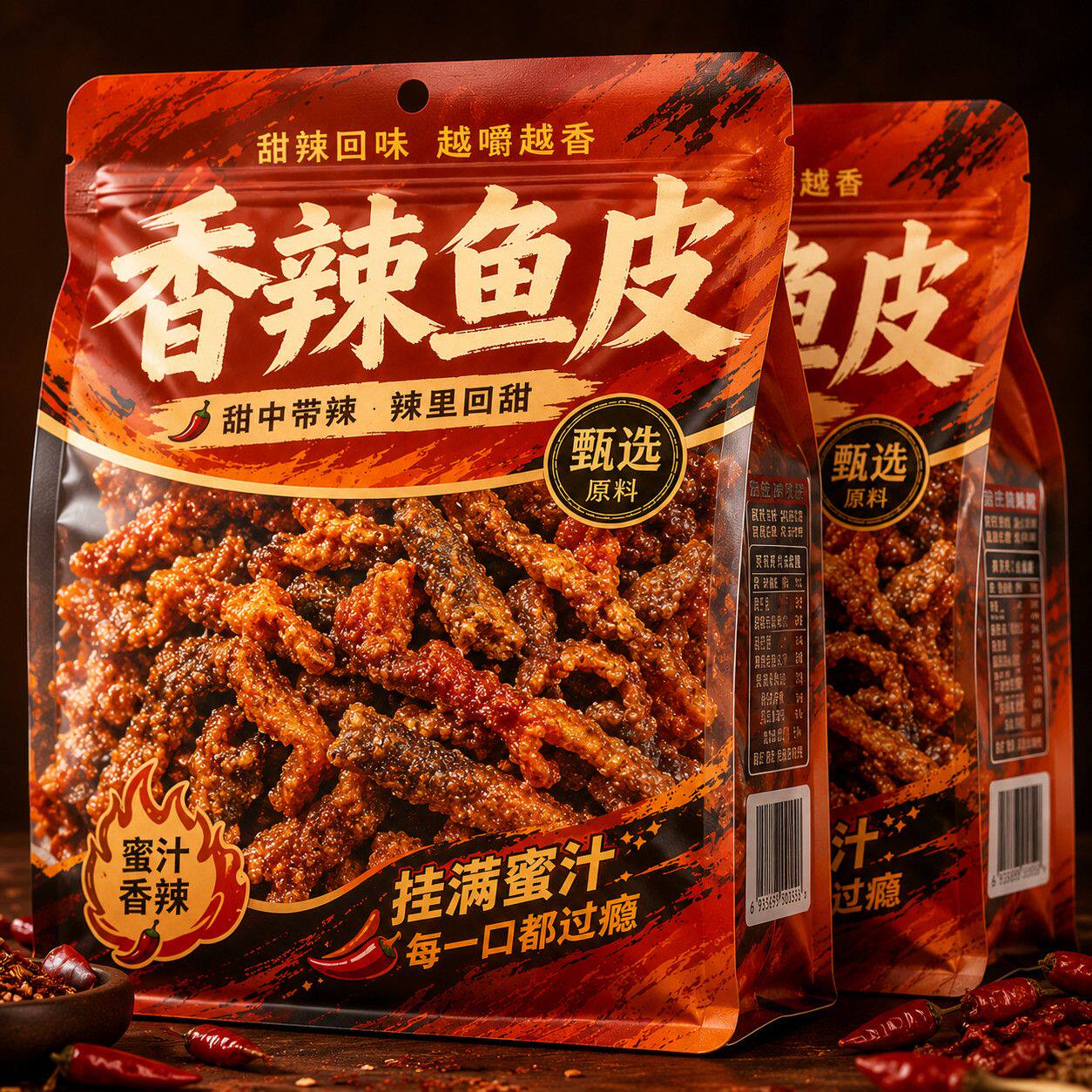 香辣甜辣蜜汁鱼皮鳕鱼皮零食