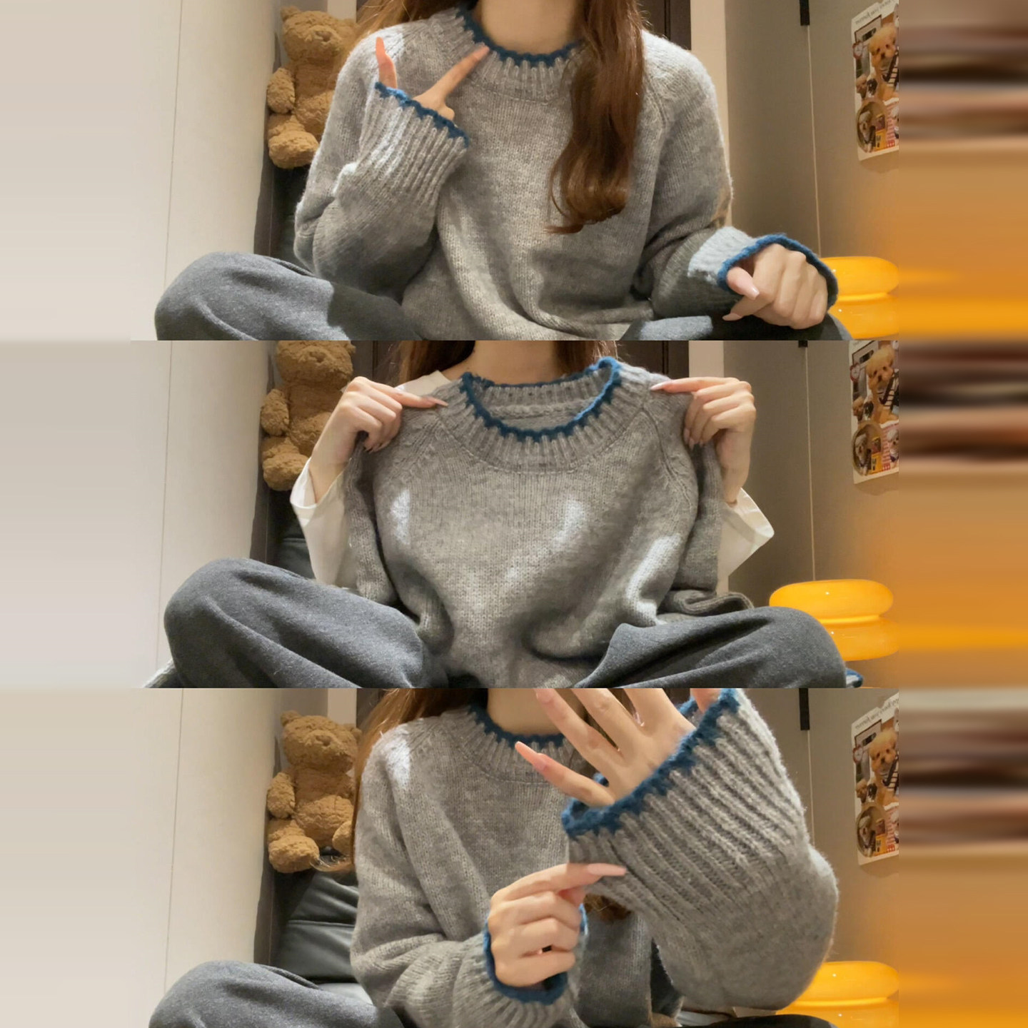 早秋灰色松弛感宽松套头针织毛衣女2026新款慵懒高级感冬季毛线衣