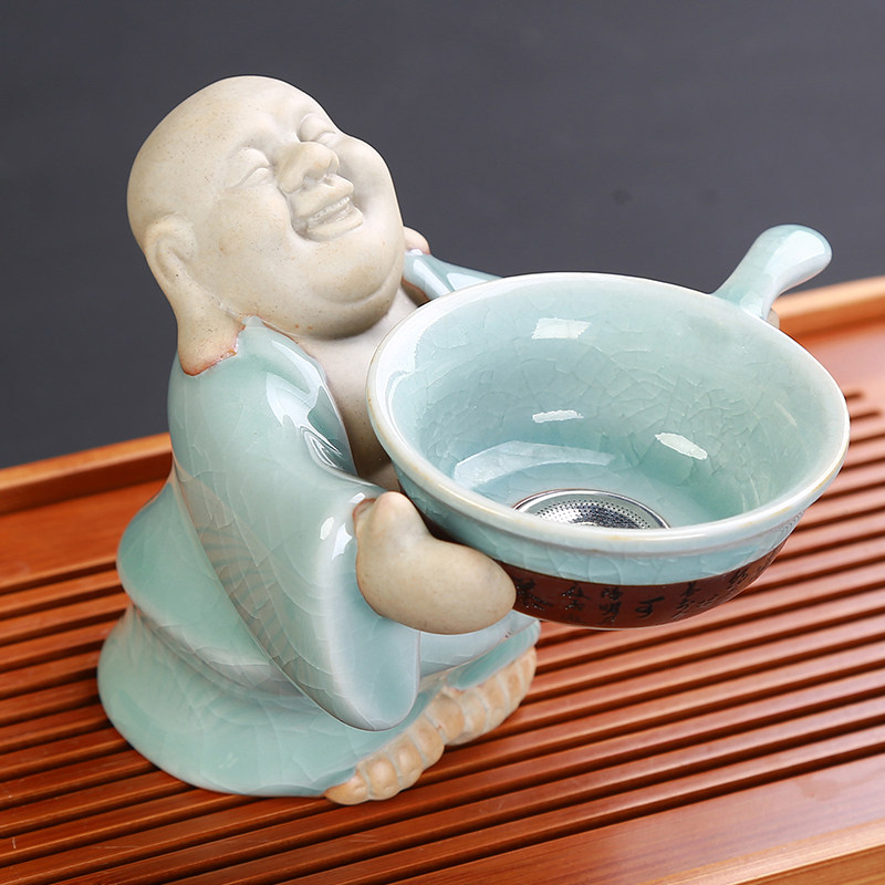 功夫茶具配件茶漏 哥窑汝窑创意摆件泡茶叶过滤器过滤网陶瓷茶滤