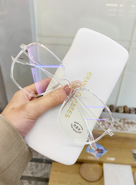 新款潮防蓝光可配近视眼镜女超轻平光镜大框网防辐射眼镜架男显瘦