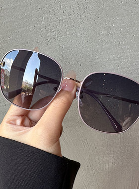 韩版新款墨镜女款高级感大脸显瘦眼镜圆形大框黑色防紫外线太阳镜