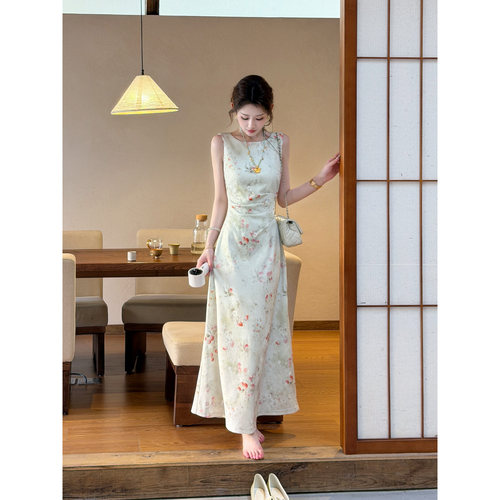 收腰显瘦旗袍连衣裙女夏长款裙子
