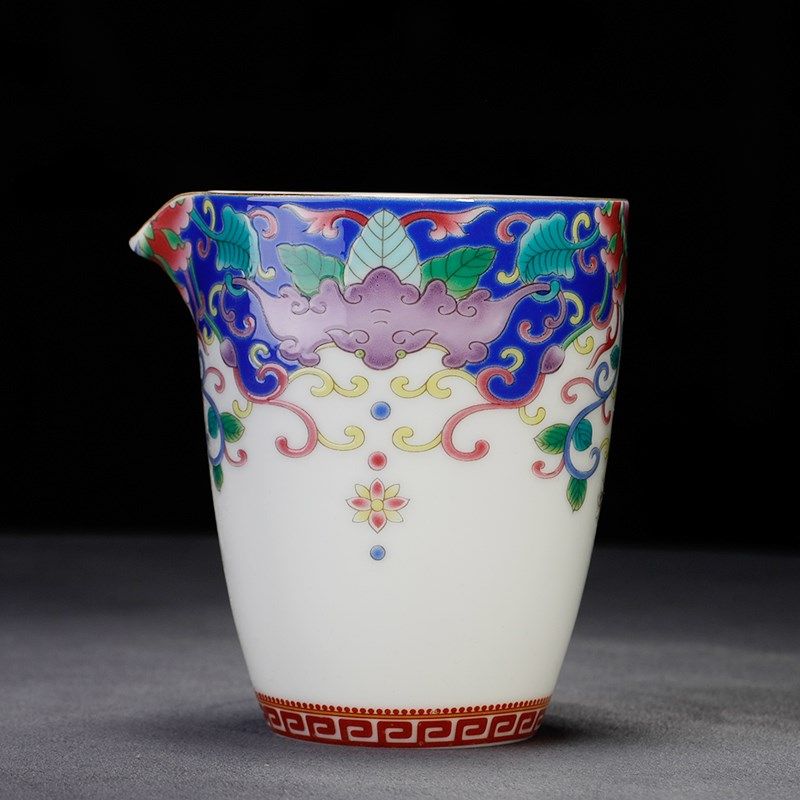 陶生活 陶瓷珐琅彩公道杯 大号手绘青花茶海纯手工分茶器功夫茶具