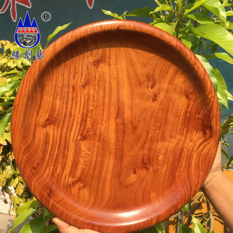 红木果盘缅甸花梨整木一物一图独板瓜子茶杯托盘子实木质摆件茶盘