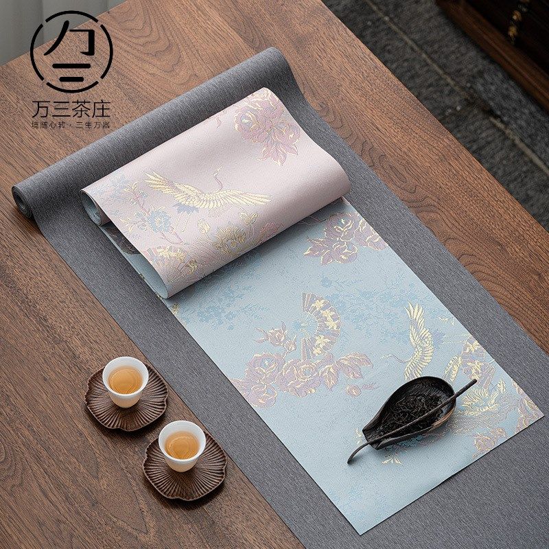 新款浮雕织金双面茶席桌垫中式手工布艺茶桌垫茶席干泡茶台布