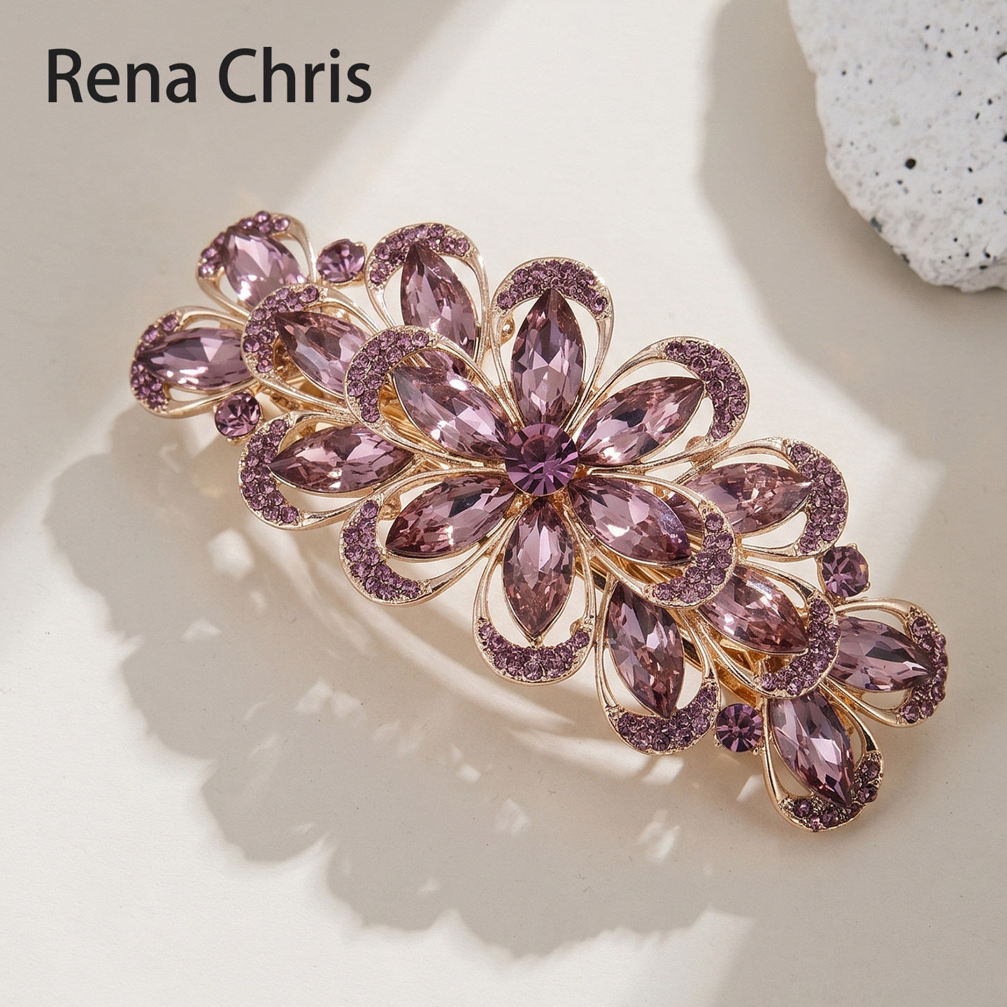 Rena Chris奢华高端送礼花朵发夹女妈妈弹簧夹横夹发饰