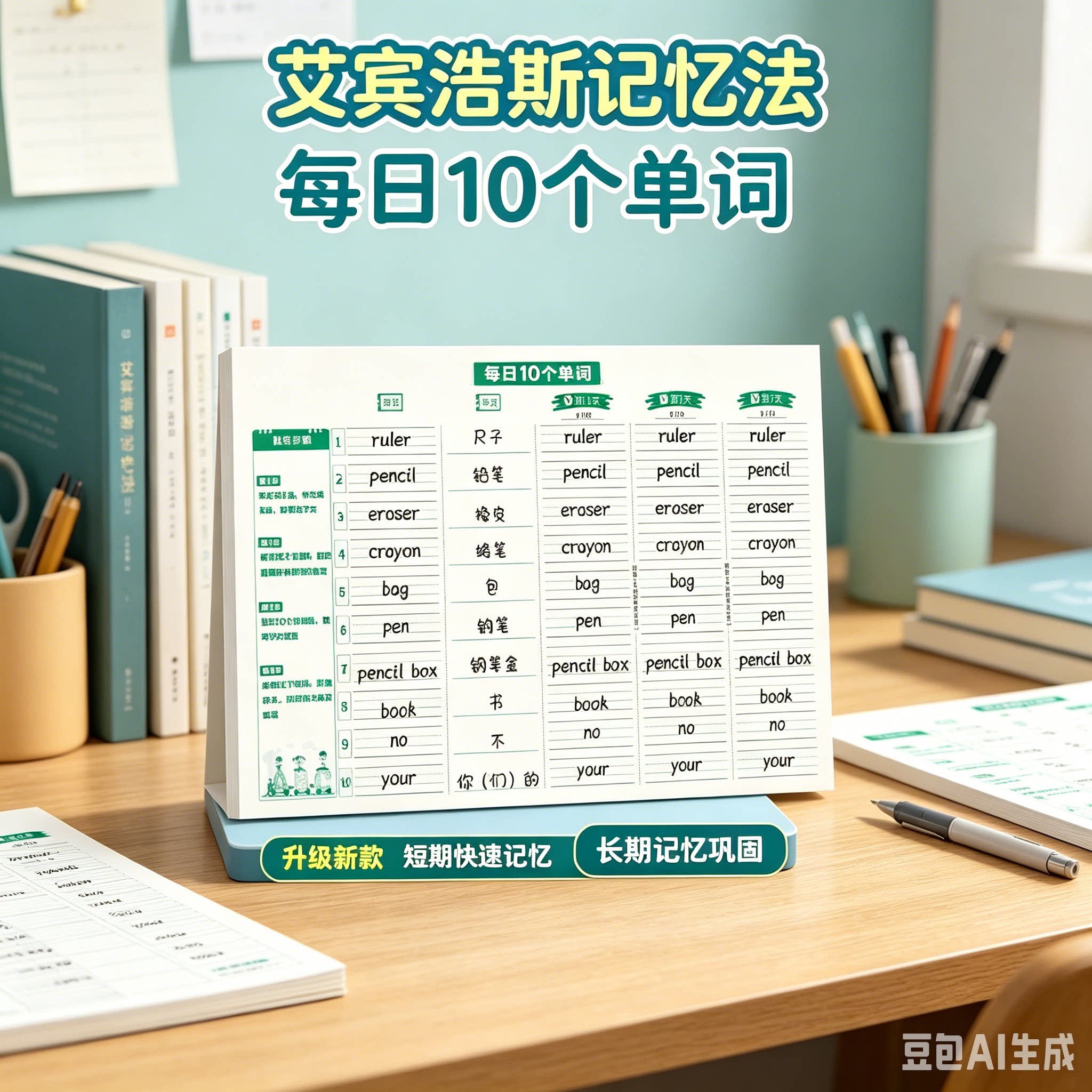 【升级新款】每日10个单词小学生初中生记背神器英语单词记忆本MD